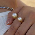 Two White Pearls Ring - Shvetah