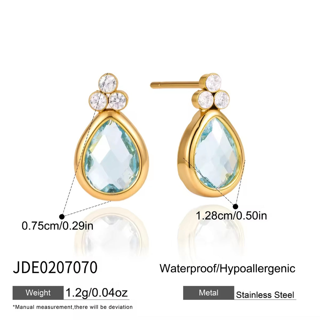 Aqua Teardrop Earrings dimensions and specifications