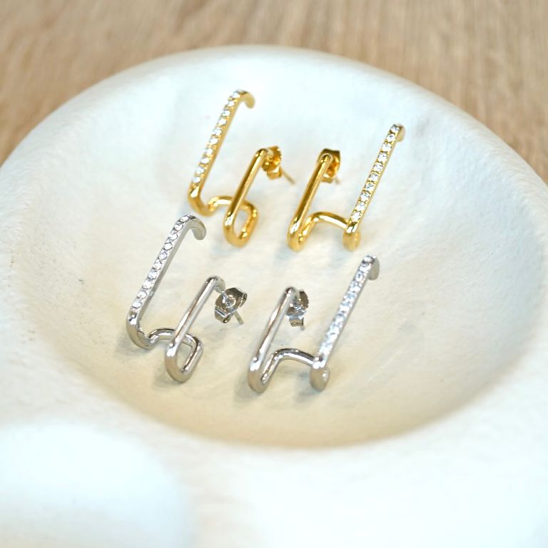 Double Layer Zircon Stud Earrings