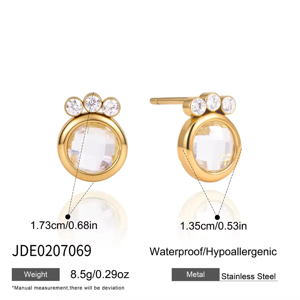 Lumi Crystal Stud Earrings in gold-tone stainless steel