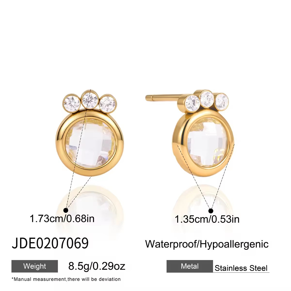Lumi Crystal Stud Earrings in gold-tone stainless steel