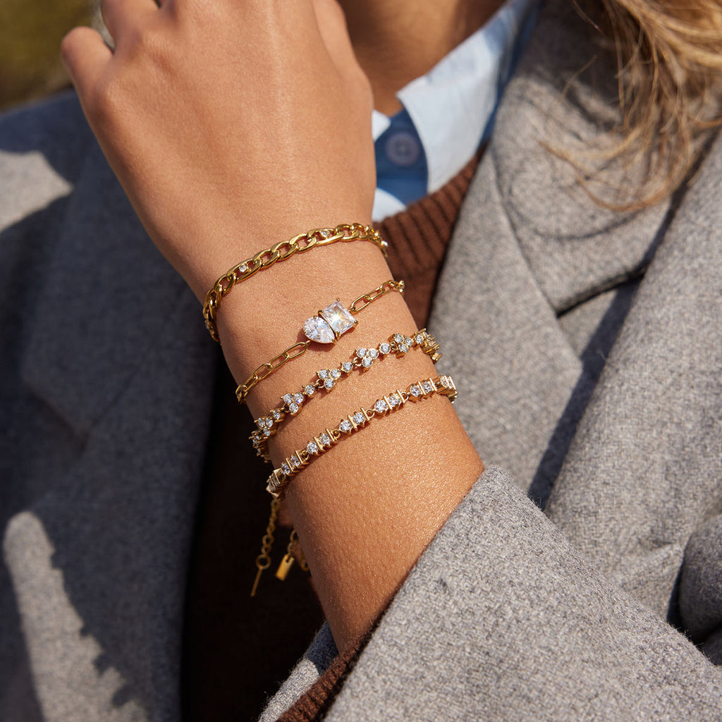 Paperclip Two Stone Bracelet