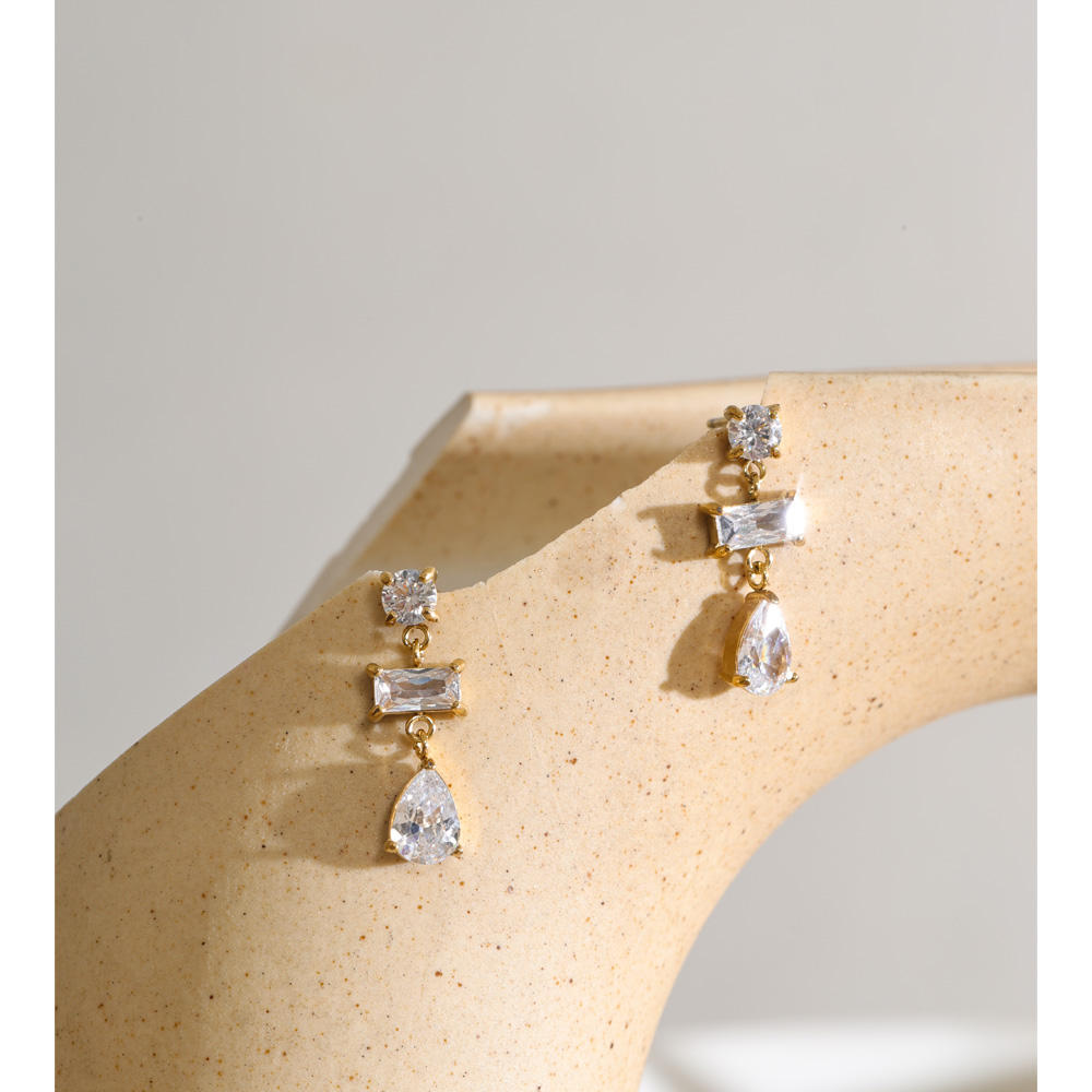 Stacked Gem Drop Earrings