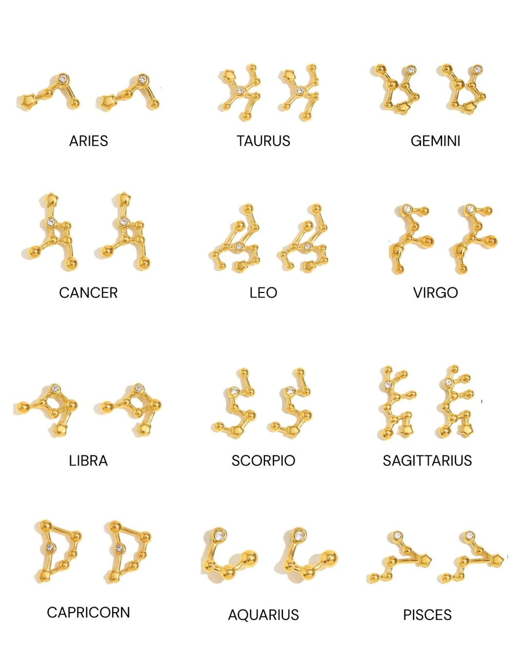 Constellation Zodiac Stud Earrings
