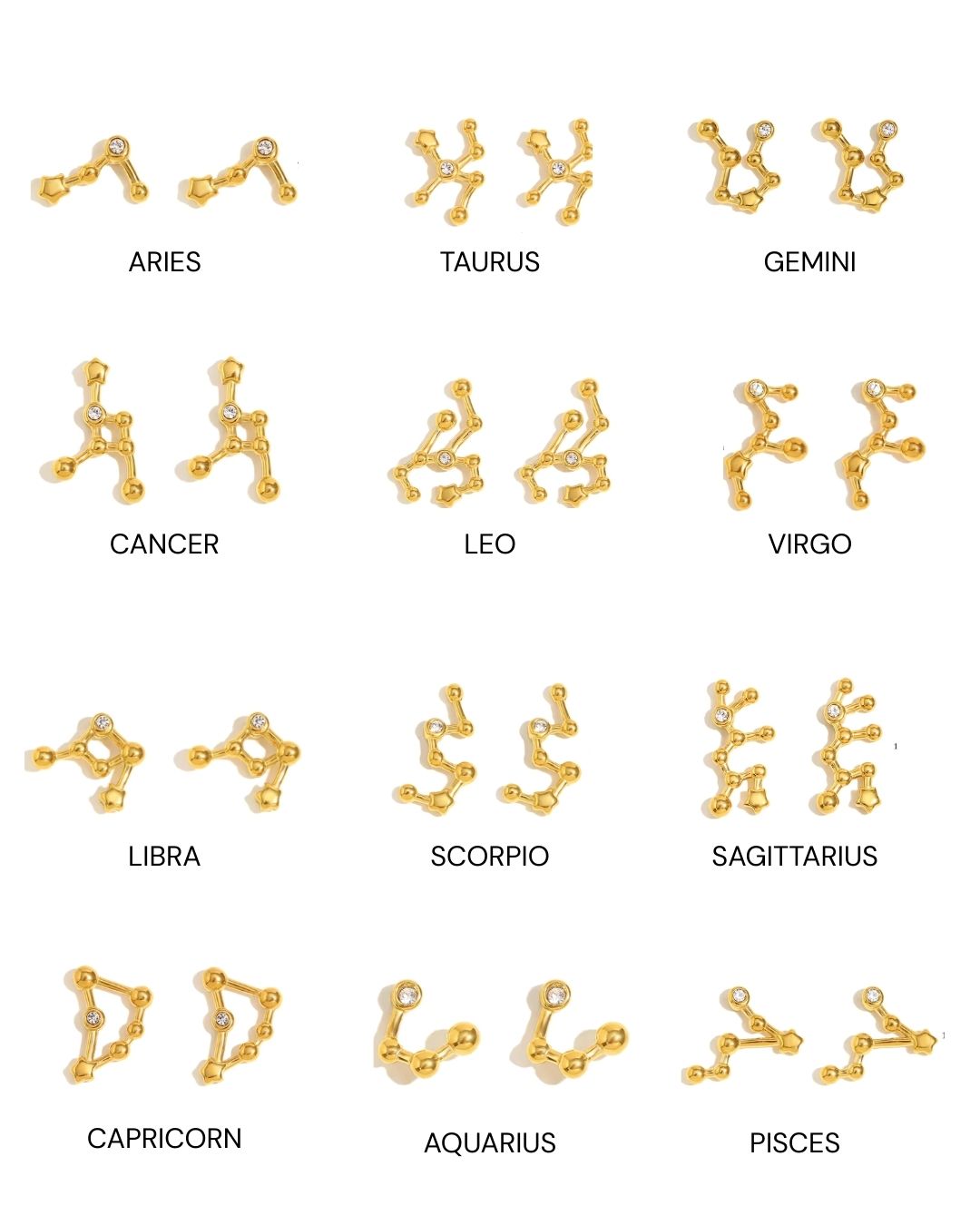 Constellation Zodiac Stud Earrings