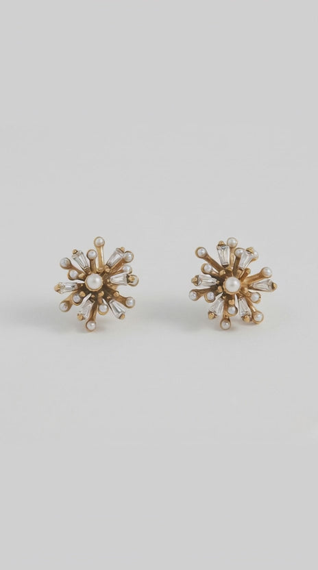 Starburst Pearl Stud Earrings
