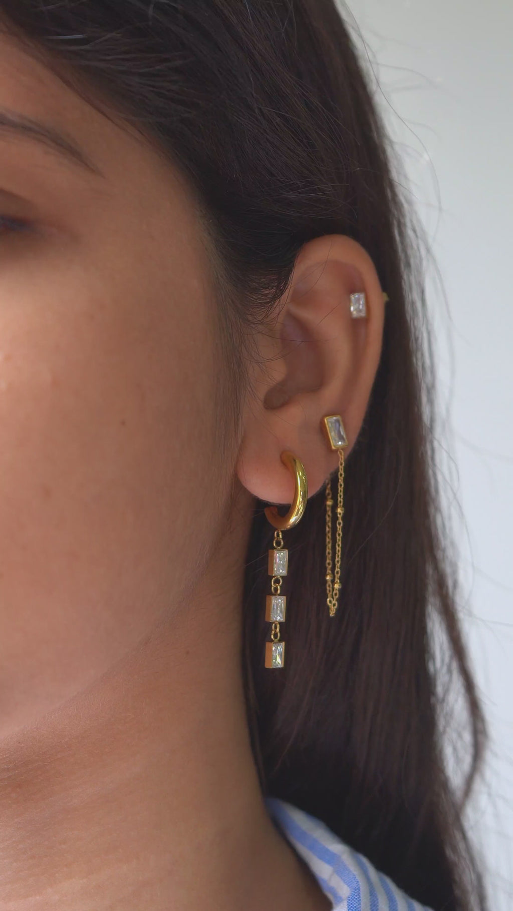 Waterdrop Rhinestone Tassel Earring 3 pc Set