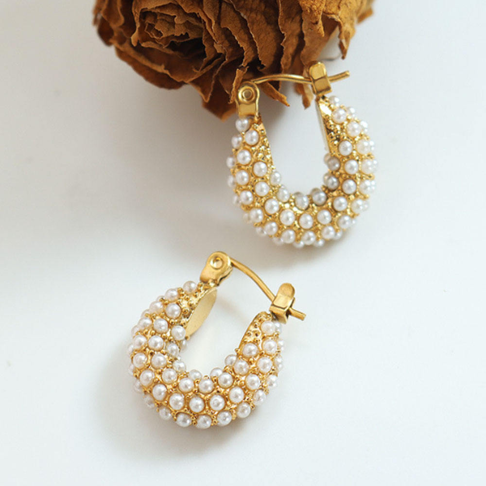 Satin Pearl Earrings styled product photograph