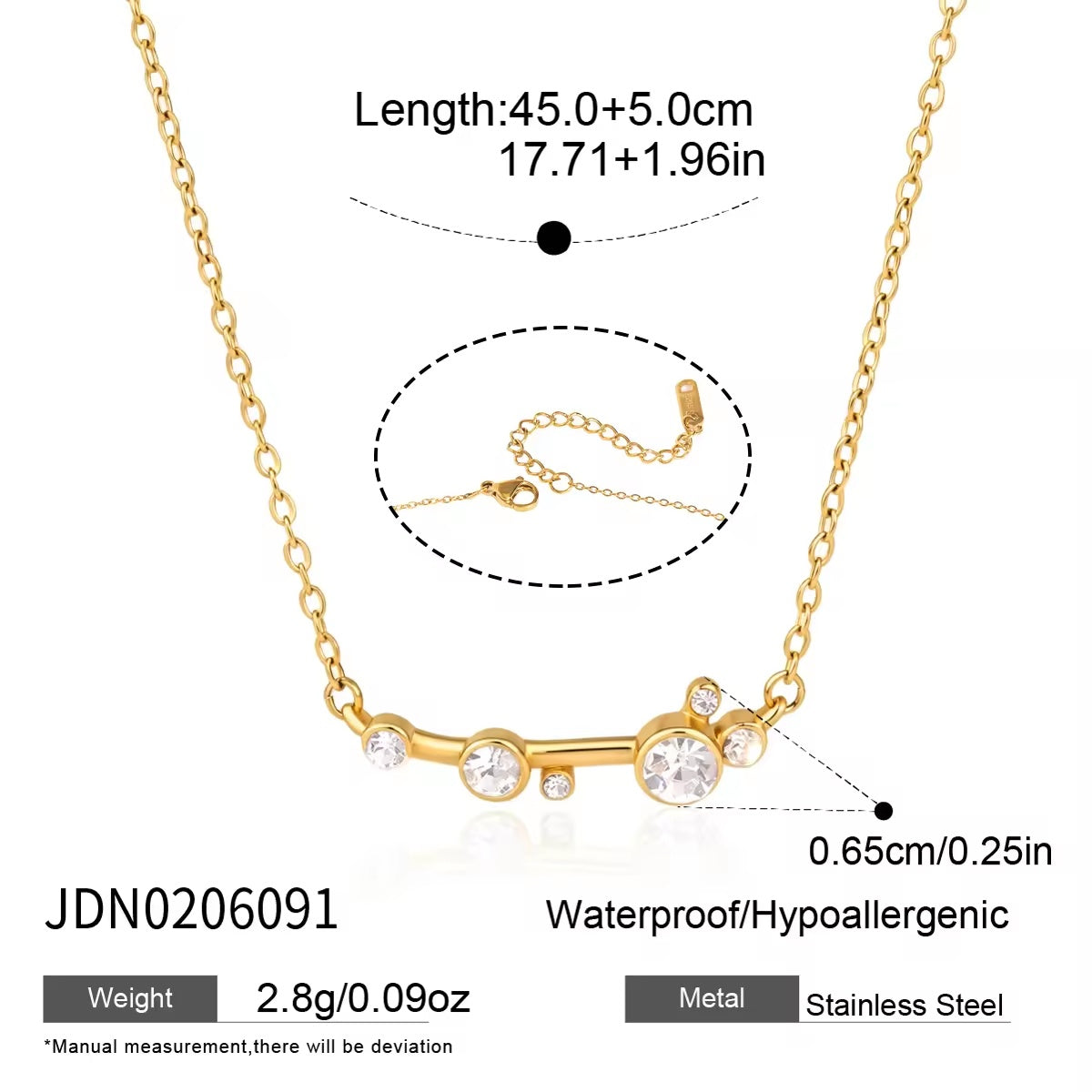 Lumi Crystal Bar Necklace - dimensions and product details